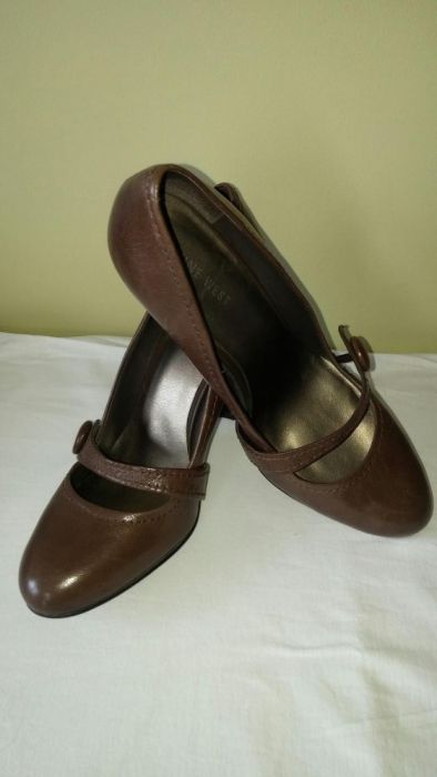 Pantofle półbuty szpilki Nine West 39/8M skórzane