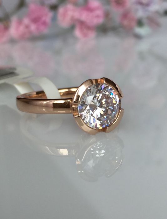 Знижка! Thomas Sabo позолочена каблучка, цирконій, срібло, р. 52/54