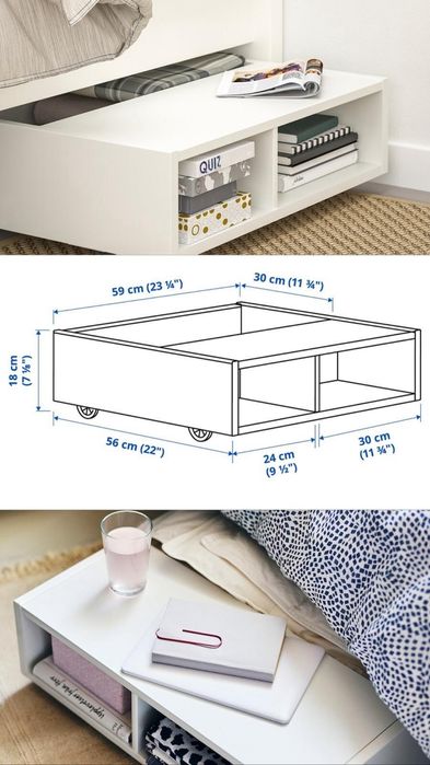 Módulos de arrumação com rodas IKEA branco (2 unidades)