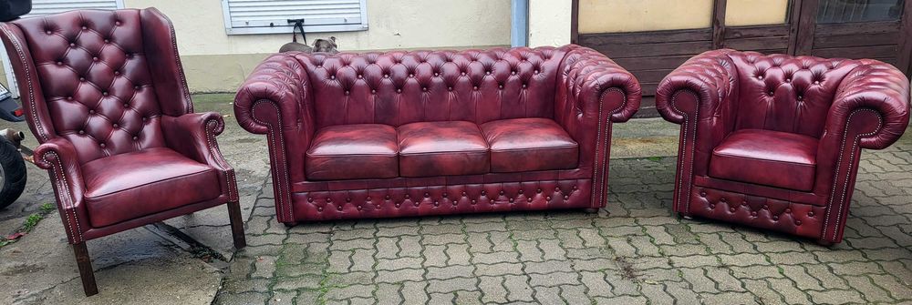 Chesterfield Classic 3+2+1 Skóra naturalna, promocja !!!