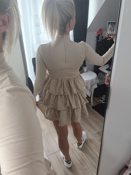 Andżela sukienka falbanki roz S/M