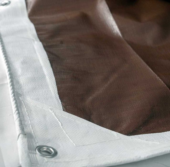 Plandeka GRUBA MOCNA Płachta 4x6m 8x10m UV Wodoodporna Srebrna Oczka