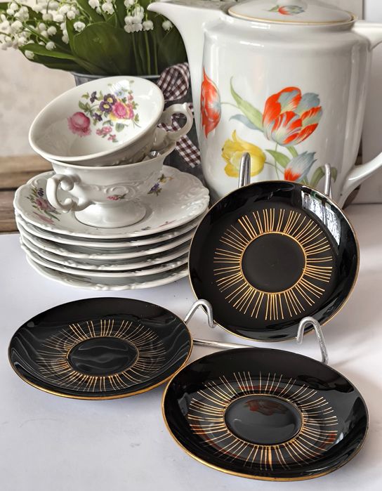 Spodki 3 sztuki Tułowice Opole piękny stary porcelit