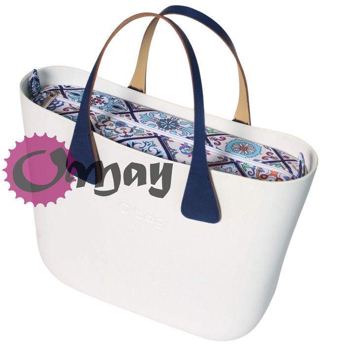 organizer OBAG MINI +OPASKA kafelki niebieskie biały 2 kieszenie OMAY