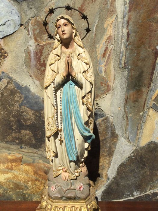 Nossa Senhora em madeira séc XIX olhos de vidro 51 cm Arte Sácra