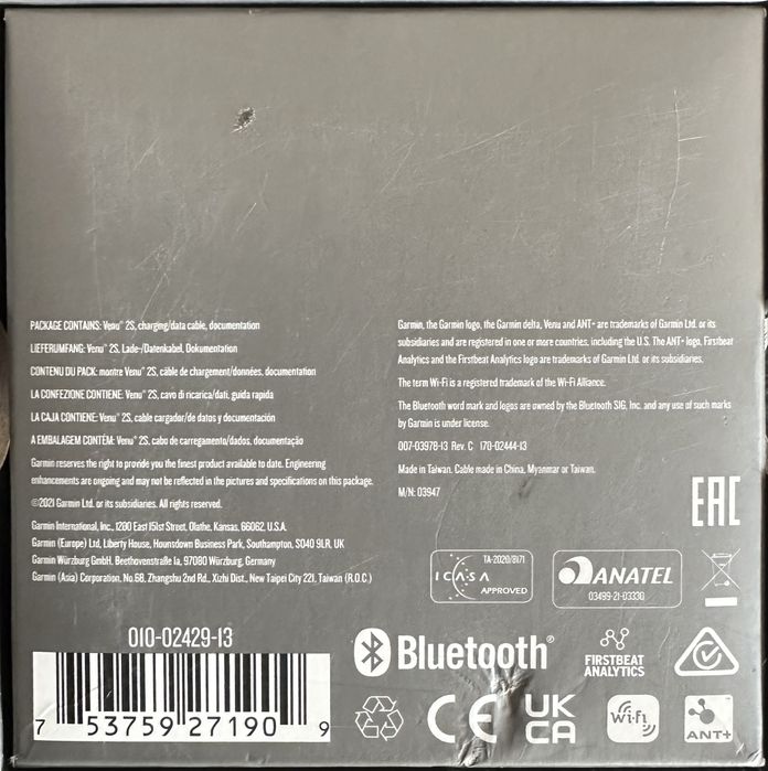 Garmin Venu 2S – komplet, pudełko, dodatkowe szkło