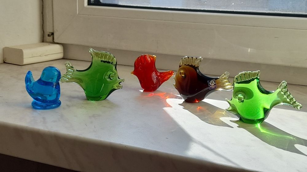 Фигурки из цветного стекла.  Винтаж Европа