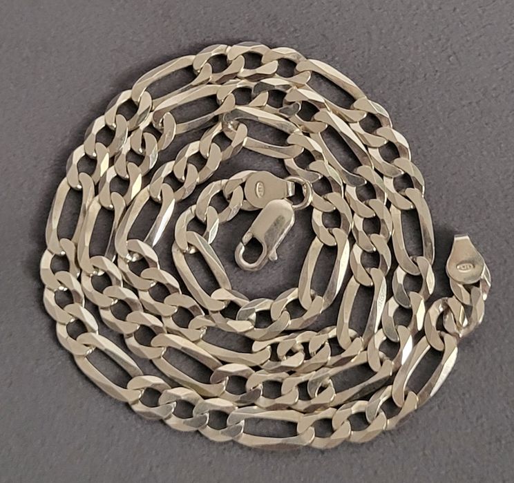 Srebrny Łańcuszek Męski FIGARO 925 Italy – Pełne Ogniwa, 21.68g