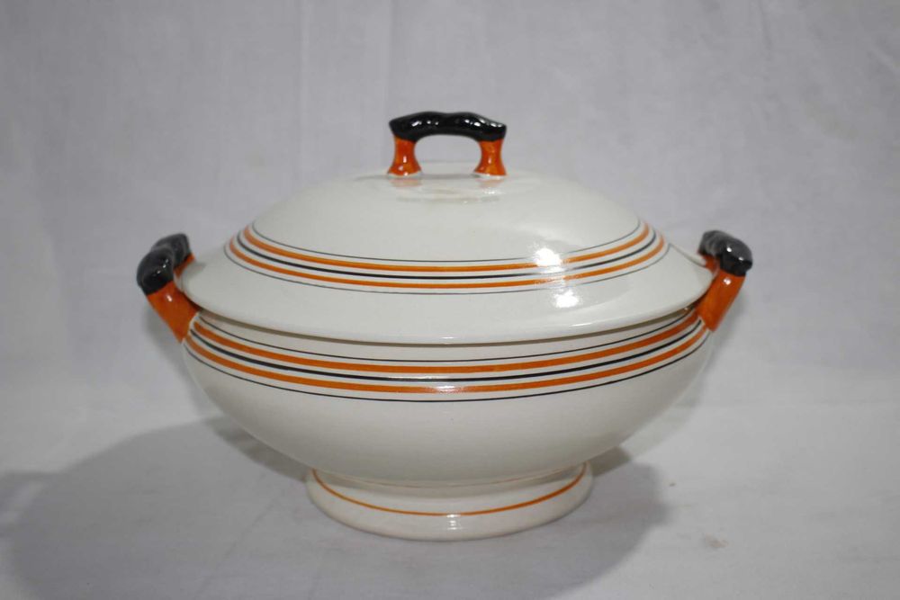 Terrina / Sopeira - Loiça Sacavem - Laranja preto - Design modernista