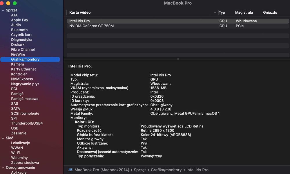 Macbook Pro Mid 2014, 15", SSD 500 GB, RAM 16 GB, i7 2,5 GHz