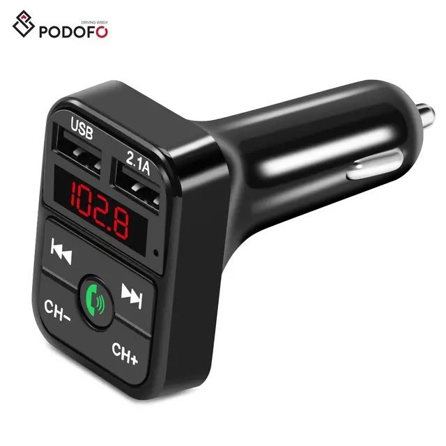 Transmissor FM com bluetooth 5.0 Receptor MP3 Dual USB Fast Charger