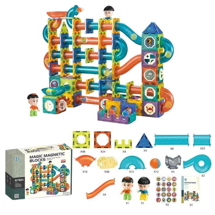 klocki magnetyczne konstrukcyjne tor układanka zamek figurki 228 el