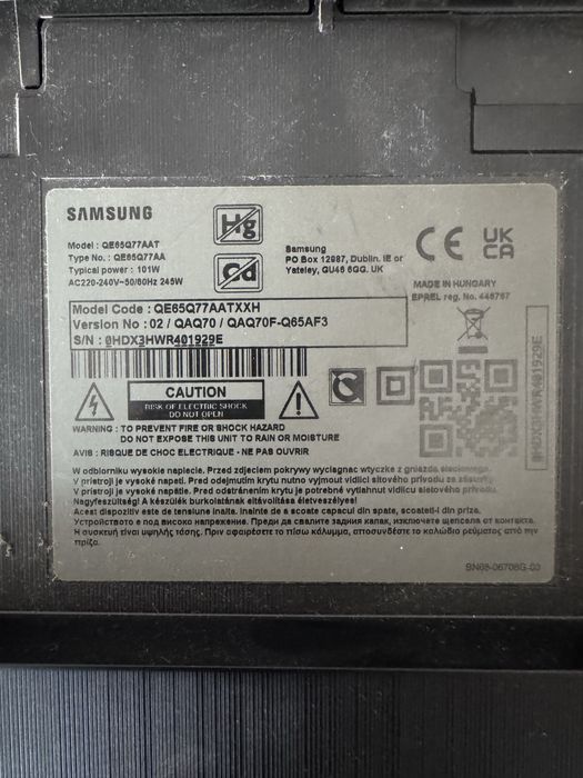 Telewizor samsung QE65 65 cali (uszkodzony)