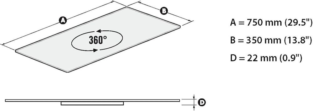 Stojak obrotowy na telewizor podstawa 75x35cm czarne szkło