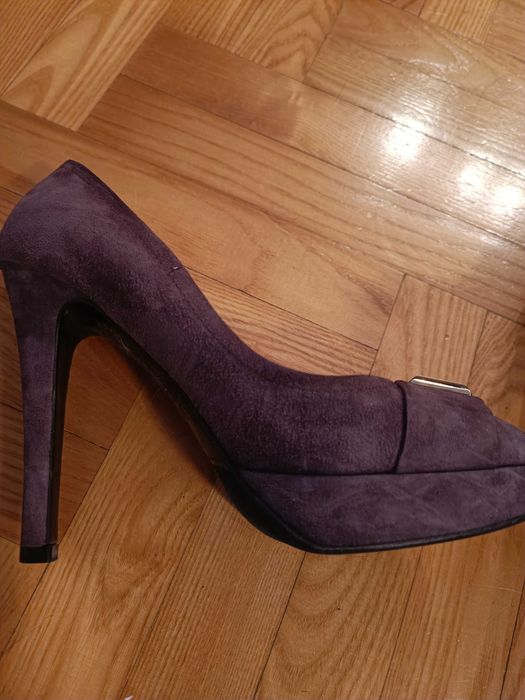 Buty na obcasie fioletowe