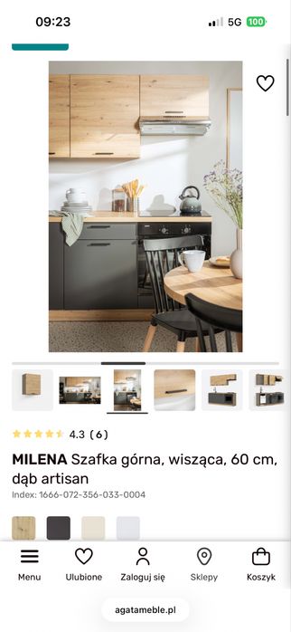 Meble kuchenne agata meble qubik, 1 szafka wisząca szer 60 wys 72, glebokosc 32 i 1 szafka wąskie cargo