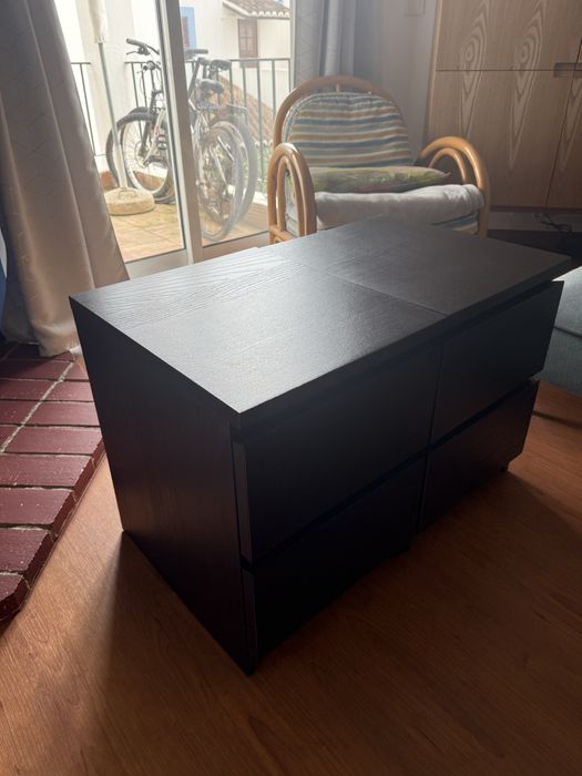 2 x Mesas Cabeceira Ikea Malm Pretas Excelentes Condicões Conservação