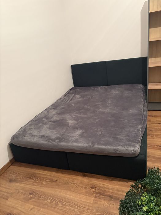 Łóżko z materacem welurowe butelkowa zieleń