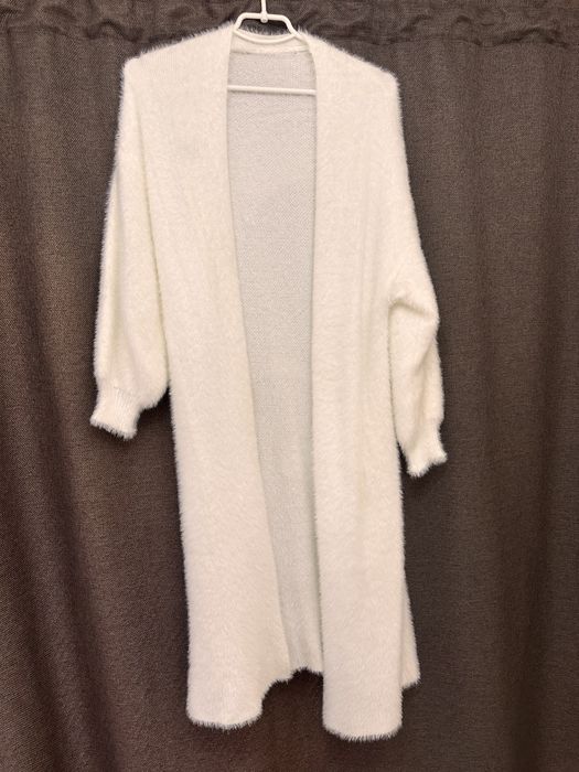 Кардиган пухнастий довгий білий oversize S