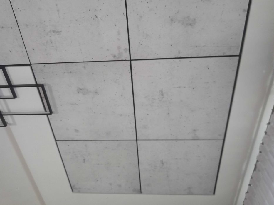 Sufit podwieszany kasetonowy modułowy z grafiką - beton M - i inne