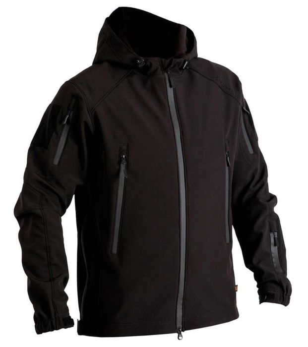 Тактическая куртка Soft Shell Spartan Police Black черная с капюшоном