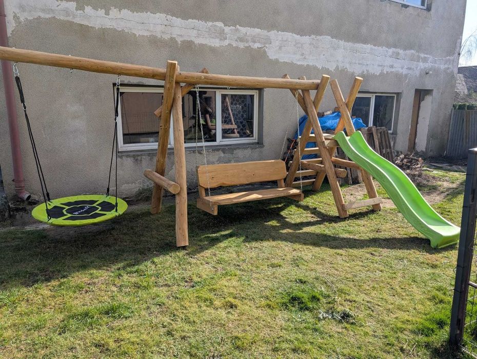Meble ogrodowe DREWNIANE góralskie DO OGRODU biesiadne LITE DREWNO +