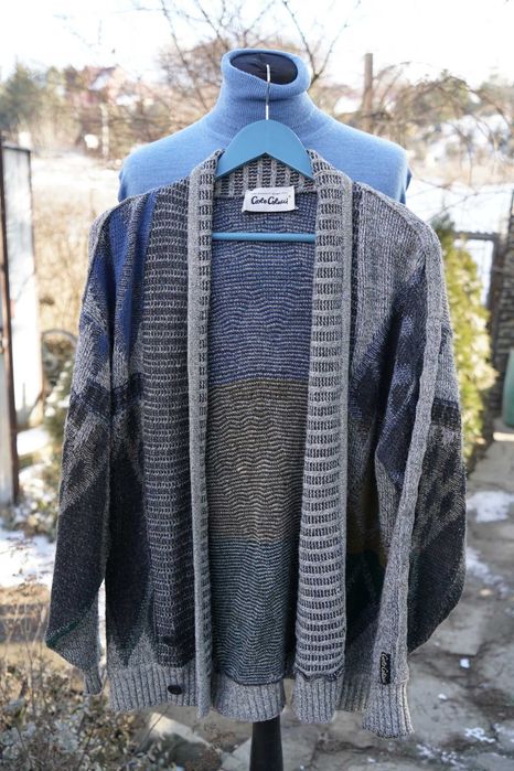 Carlo Colucci rozpinany sweter guziki wzory