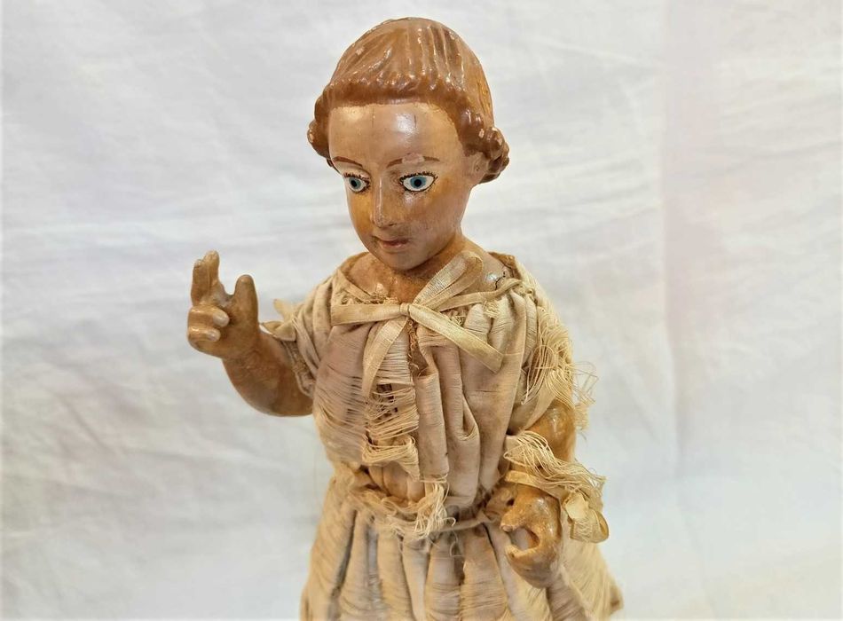 Escultura Madeira Menino Jesus Salvador Do Mundo