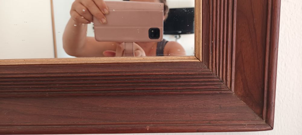 Large wooden mirror with golden trim64281750854018121