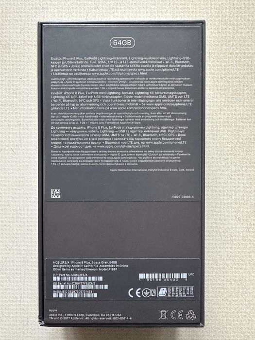 iPhone 8 Plus 64GB Space Gray полная оригинальная комплектация