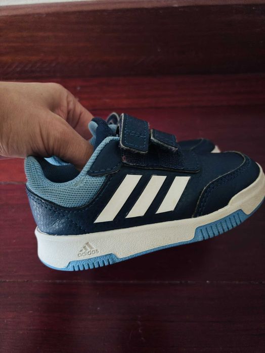 sapatilha azul riscas brancas adidas tamanho 22