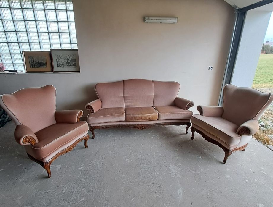 Sofa w stylu ludwikowskim fotele komplet wypoczynkowy