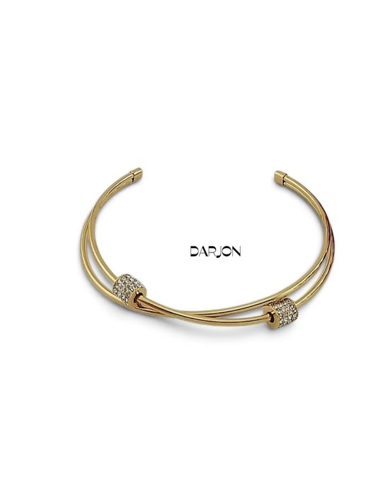 Złota bransoletka S.Steel sztywna typu cuff (otwarta), stal chirurgiczna