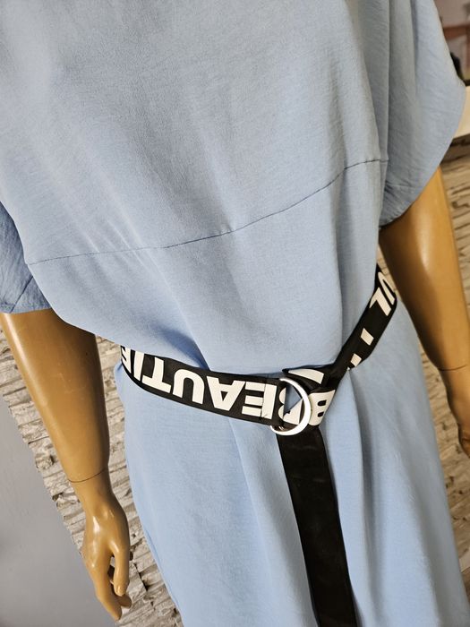 Sukienka tunika z paskiem włoska Made In Italy niebieska