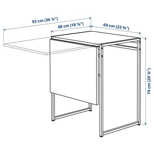 Mesa expansivel/rebativel ikea muddus preta 1 a 2 lugares