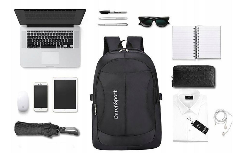 Plecak Męski Damski Do Pracy Szkoły Czarny Wodoodporny Wytrzymały P13