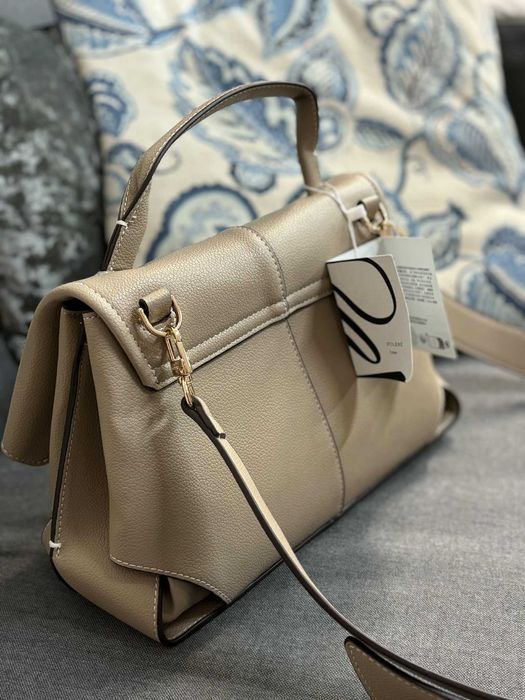 Torebka Polene beżowa skórzana z workiem przeciwkurzowym