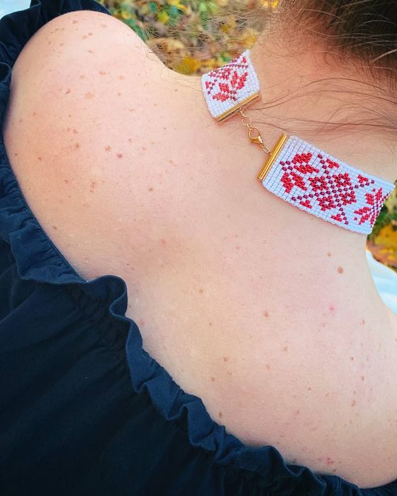 Комплект прикрас чокер та браслет з бісеру ручної роботи