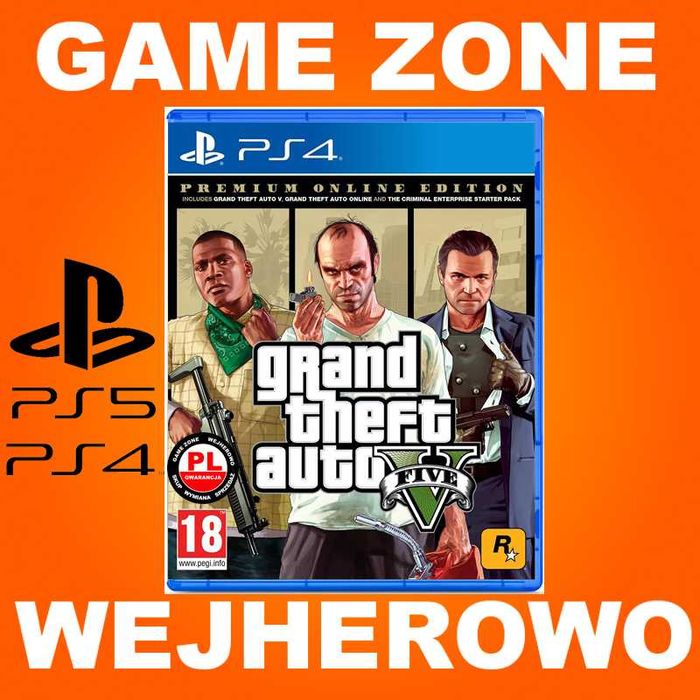 GTA 5 Premium Edition PS4 + Slim + Pro + PS5 = Wejherowo PŁYTA PL