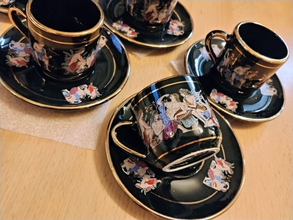 Antyk * Grecka porcelana  zdobiona Czystym  24k.Złotem