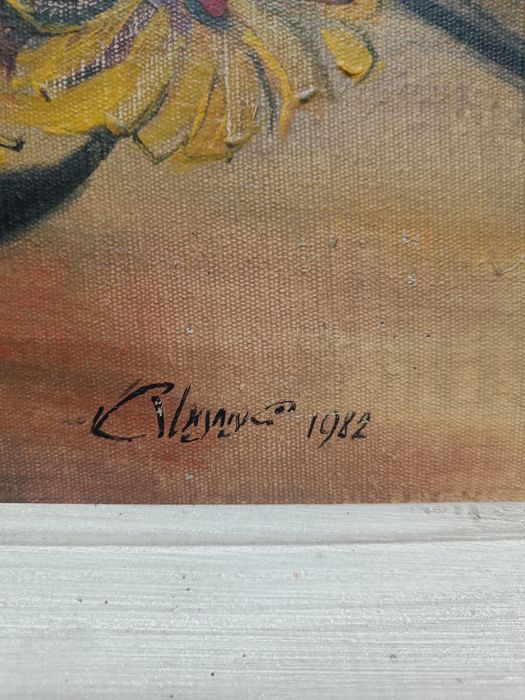 Obraz olejny kwiaty  1982 płótno 60x50