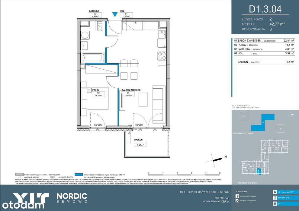2-pokojowe mieszkanie 42 m² + balkon Bezpośrednio - Widok 2