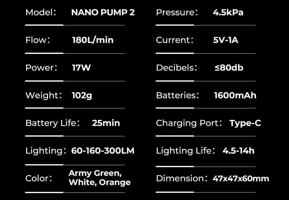 HENGDUAN NANO Pump 2 Туристичний міні насос і ліхтар Гарантія