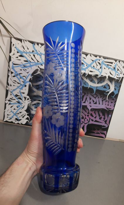 Ваза кобальт хрусталь 35см. ссср