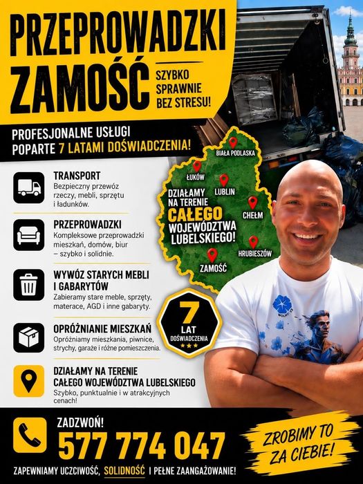 Przeprowadzki Transport WYWÓZ Utylizacja Opróżnianie nieruchomości Zamość