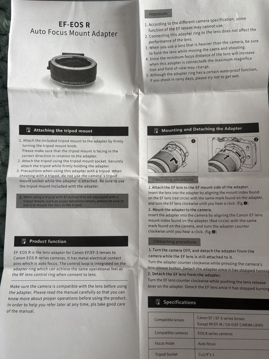 EF-EOS R auto focus adapter do Canona