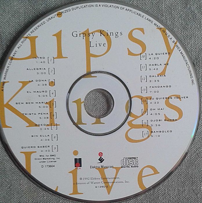 CD Gipsy Kings Live. 17 musicas.