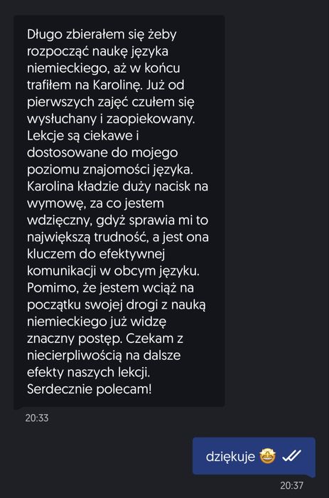 Lekcje, konwersacje, korepetycje NIEMIECKI, pomoc językowa