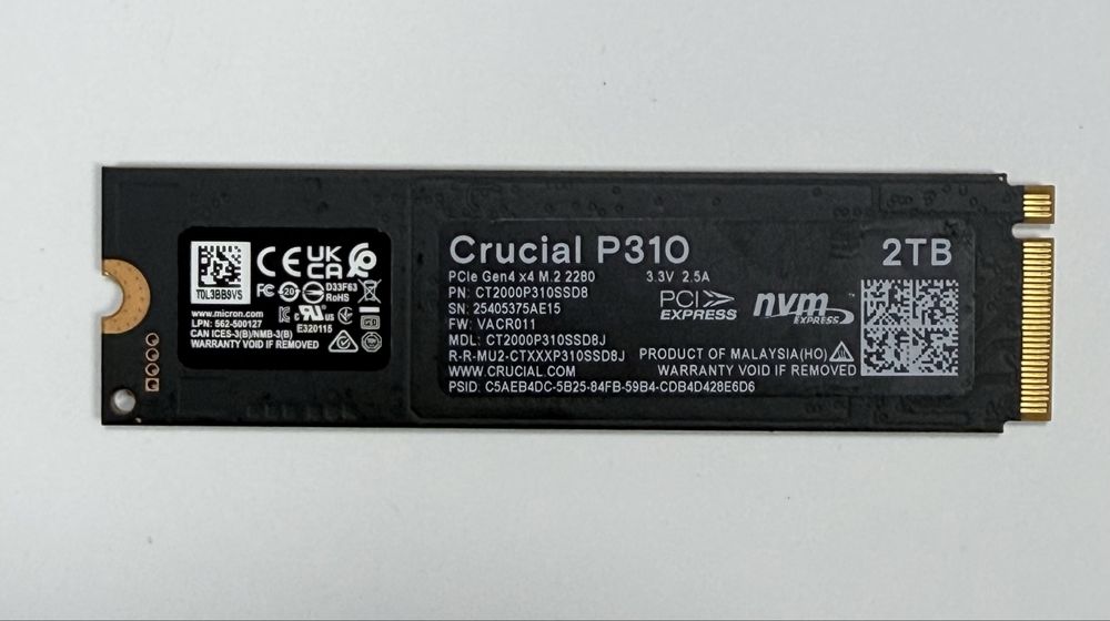 SSD Накопичувач Crucial P310 CT2000P310SSD8 2Tb 2280 PCI-E 4.0 x4 7100/6000Mb/s