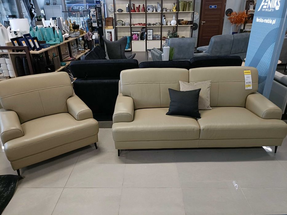 Sofa z fotelem MONDAY skóra naturalna / Wyprzedaż Ekspozycji